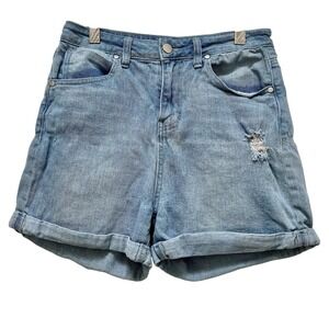 Abound Womens‎ Denim Shorts Size 28 Blue Distressed High Waist Cuffed